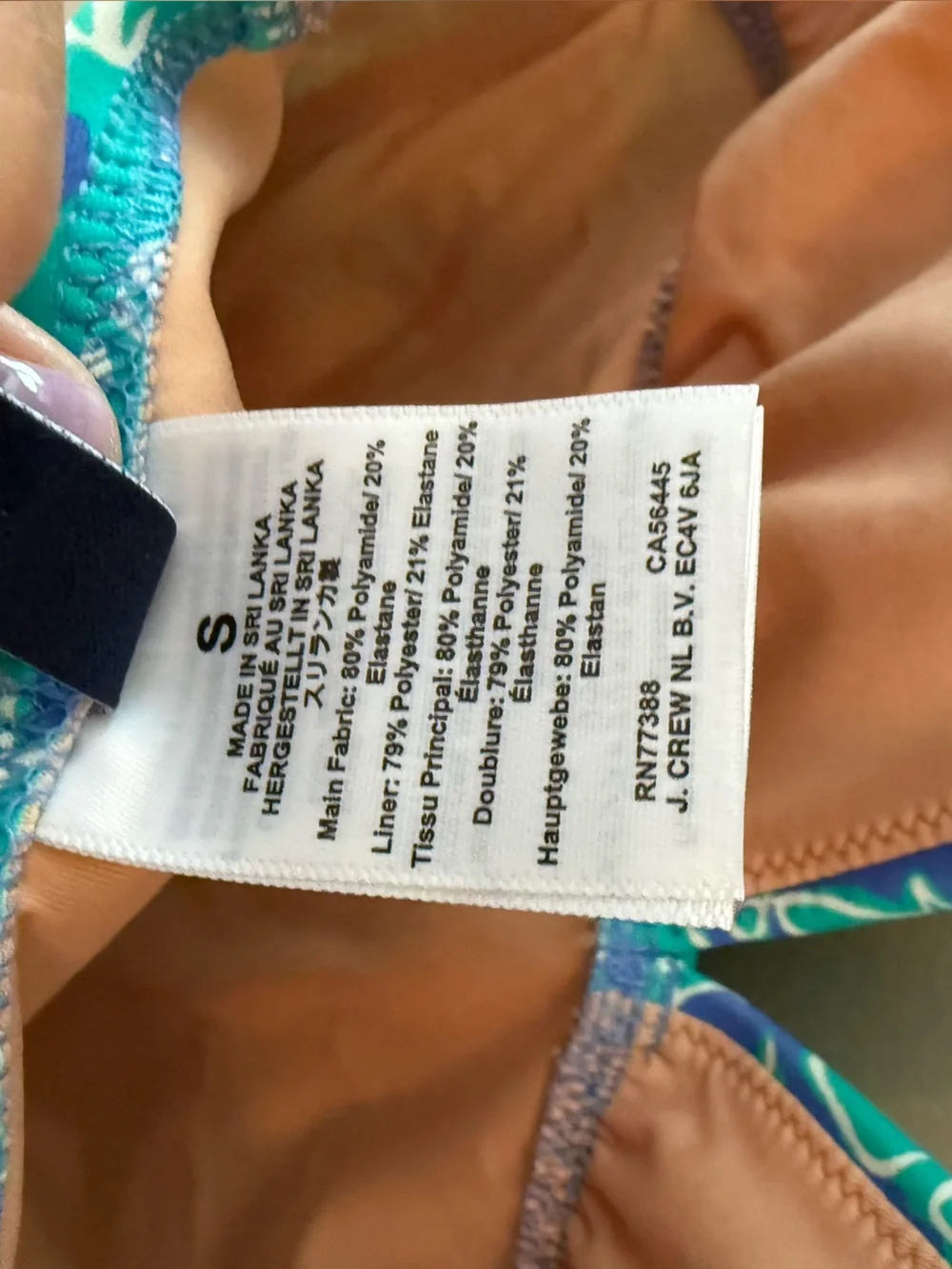 J. Crew Ruched V-Neck One-Piece Swimsuit green blue print size S